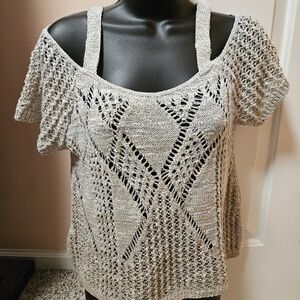 New York & Company Taupe Off-the-Shoulder Sweater